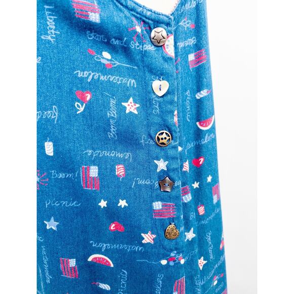 Vtg Americana Denim Dress SMALL 6-8 Jean Jumper American Flag Patriotic July 4th - Picture 3 of 13